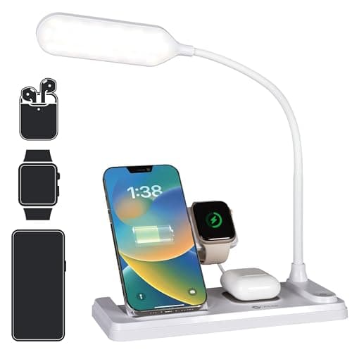 Ottlite LED Desk Lamp with Multi-Device Charging Station, White