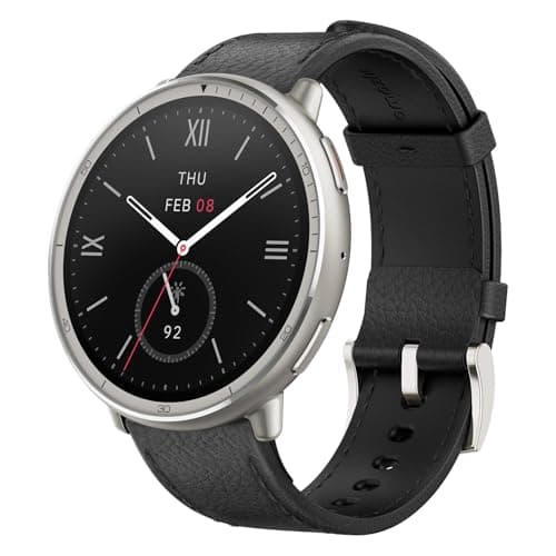 Amazfit Active 2 Premium Smart Watch Fitness Tracker (Round) for Android & iPhone, 10 Day Battery, Water Resistant, GPS Maps, Heart & Sleep Monitor, HYROX Mode, Sapphire Glass, Leather + Sport Strap