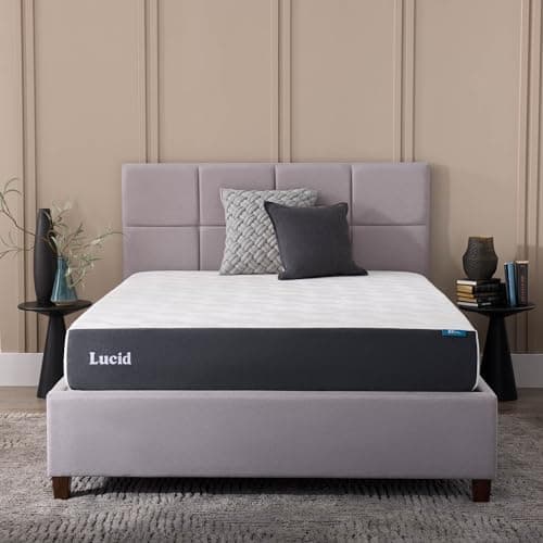 Lucid 10 Inch Memory Foam Mattress - Medium Feel - Infused with Refreshing Bamboo Charcoal and Cooling Gel - Bed in a Box - Temperature Regulating - Pressure Relief - Breathable - Queen Size