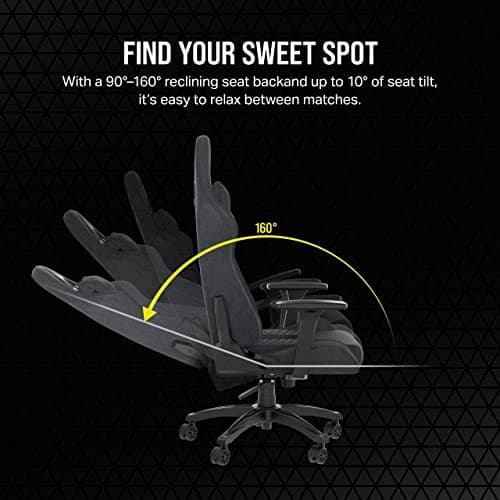 Corsair TC100 Relaxed Gaming Chair - Fabric - Racing-Inspired Design - Lumbar Pillow - Detachable Memory Foam Neck Pillow - Adjustable Seat Height - Adjustable Armrests - Gray and Black 7
