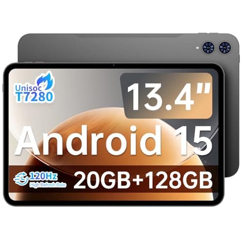 TECLAST 13.4 inch Android 15 T65 Tablet, 20GB+128GB, 120Hz 1920x1200 IPS Display, 2.2Ghz Octa-Core Processor, 8H Battery, Wi-Fi+4G LTE, GPS, 3.5mm Headphone Jack for Music Lovers