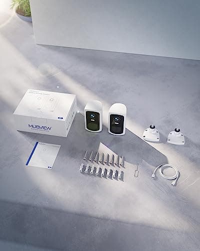 MUBVIEW Security Cameras Wireless Outdoor - 2 Pack Outdoor Camera Wireless 2K Battery Powered Security Camera Outdoor & Indoor, WiFi Home Camera with Spotlight/Siren/AI Motion Detection/2-Way Talk 8