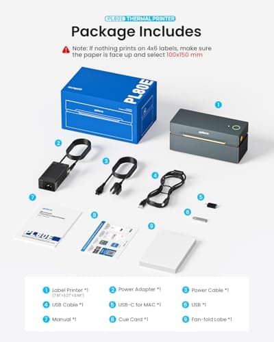 POLONO Bluetooth Thermal Shipping Label Printer, Wireless 4x6 Shipping Label Printer for Small Business, Support iOS, Android, Windows, Mac. Compatible with Amazon, Ebay, Shopify, Etsy, USPS (Grey) 7