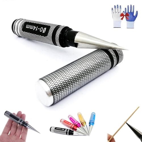 Multipurpose Manual Hole Punch, Steel Metal 0-14mm Hole Puncher Reamer, Multifunctional Woodworking Hole Opener, Drilling Tool for Tool Box, DIY Crafts, Hand Tools (Black)