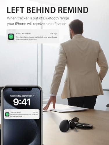 Luggage Tracker, Key Finder, Smart Bluetooth Tracker Pairs with Find My (iOS Only), Item Locator for Wallets, Keys，Louder Alert, Replaceable Battery (White) 5
