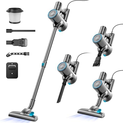 BLACKBARK Corded Stick Vacuum Cleaner, 25Kpa Powerful Stick Vacuum, 2 in 1 Vacuum Cleaners,1.2 L Dust Cup, Corded Handheld Vacuum Pet for Hair, Carpet, Hardfloor, Blue (Blue)