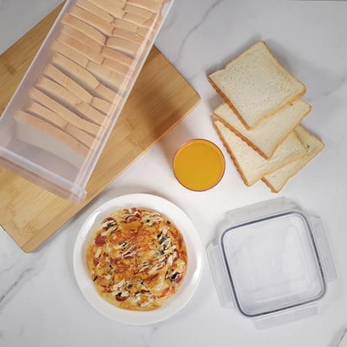 Tiawudi 2 Pack Bread Box, Plastic Bread Container, Bread Storage for Kitchen Counter, Bread Keeper with Airtight Lid, Tall Bread Saver, Sandwich Bread Holder, 5.6 Qt / 5.3L Each 7