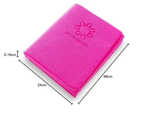 Primasole Folding Travel Yoga Mat Foldable light weight Easy to carry to Workout Fitness Class Beach Park Travel Picnics 4mm thick Azalea Pink Red Color PSS91NH027A 8
