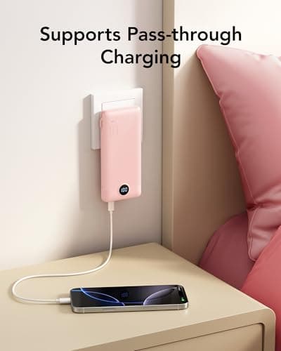 VRURC Portable Charger Power Bank - 10000mAh Fast Charging 22.5W PD 20W Portable Charger with Built in Cables, Portable Charger with Cords External Charger Travel Accessories-Pink 7