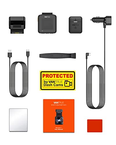 Vantrue E1 2.7K WiFi Mini Dash Cam, Voice Control Front Car Dash Camera with GPS&Speed, Super Night Vision, Wireless Controller&App, 24 Hours Parking Mode, Buffered Motion Detection, Support 512GB Max 9