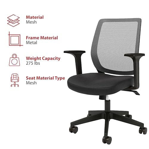 Staples Ergonomic Task Chair, Mesh, Ergonomic, Adjustable Height, Swivel 5