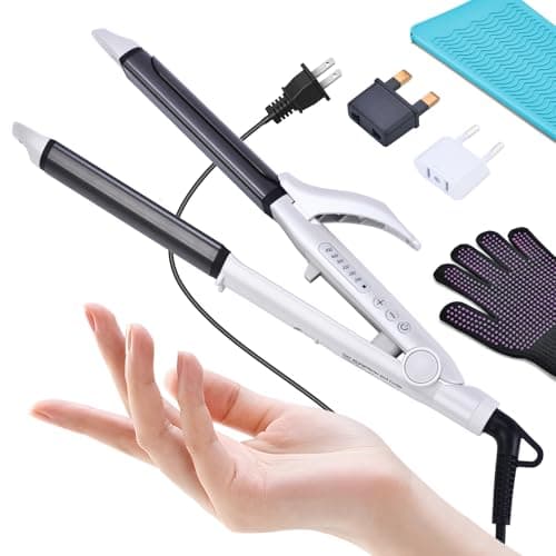 VGR 2 in 1 Flat Iron and Curling Iron for Travel, Dual Voltage 100-240V with European Plug Adapter, 12 inches, Blue, Ceramic, 450F, VGR-558, Europe Travel Essential for Women
