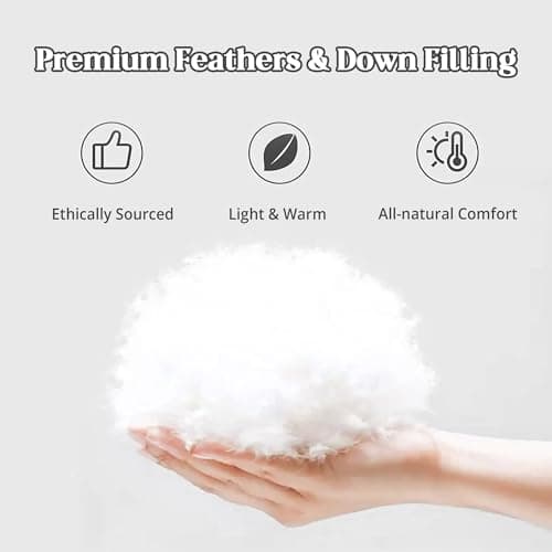 puredown® Feather and Down Comforter Full/Queen Size, Lightweight Duvet Insert, Ultra-Soft 100% Cotton Shell Light Warmth Bedding Comforters(White, 88x88) 6