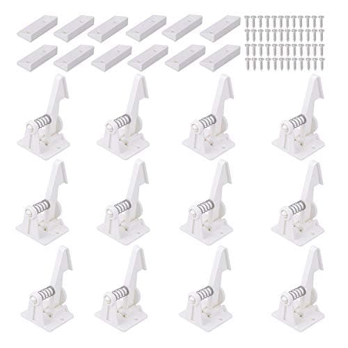 Vmaisi 12 Pack Cabinet Locks Child Safety Latches - Baby Proofing Cabinets Drawer Lock with Adhesive Easy Installation - No Drilling or Extra Screws (White)
