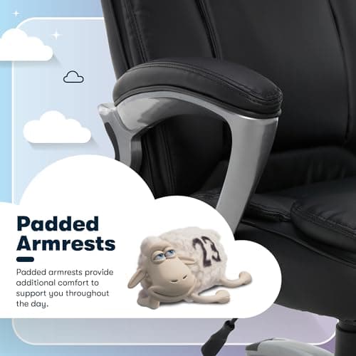 Serta Fairbanks Big and Tall Executive Office Chair - Ergonomic High Back Computer Desk Chair with Lumbar Support, Memory Foam Seat Cushion, Padded Armrests, Bonded Leather, 350 lb Capacity - Black 6