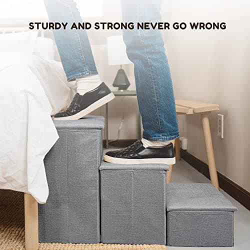 PET AWESOME Dog Stairs with Storage and Adjustable Steps for a Puppy, Small or Medium Dog 5