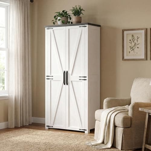 Furnivio Craft Cabinet with Storage - 71" Sewing Cabinet with LED Lights, Adjustable Shelves, Hobby Storage Cabinet for Craft Room, Food Pantry Cabinet for Kitchen, Dinning Room or Living Room 7