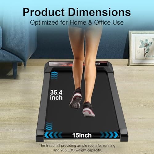 Under Desk Treadmill, Walking Treadmill Pad, 2.5 HP 265 Lbs Low Noise Walking Pad Incline LED Display with Remote Control Walking Jogging Running Machine, Treadmills for Home and Office 6