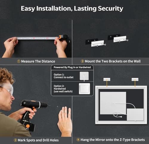 40"x30" LED Bathroom Mirror with Lights, Backlit + Front Lit with CRI>90, Lighted Mirror for Bathroom, Anti-Fog, Dimmable Brightness, 3 Colors, Memory Function, Shatterproof Tempered Glass 9