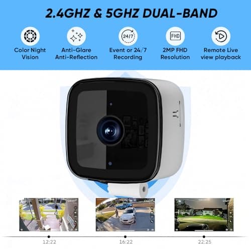 RAINPOT Saker Smart 2K Window Security Camera Plus 2026| 2.4GHz & 5GHz Indoor Cameras with Color Night Vision,Motion Alerts | 24/7 Recording for Home Security | Easy & Quick Install 2