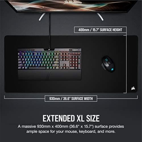 Corsair MM350 PRO Extended XL Premium Spill-Proof Cloth Gaming Mouse Pad – 36.6” Width x 15.7” Height Surface – Black 5