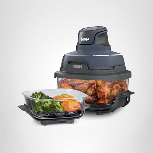 Ninja Crispi 4-in-1 Glass Air Fryer | 450°F | Non-Toxic | 4QT & 6-Cup Glass Containers w/Lids | Microwave, Freezer, Dishwasher Safe | Max Crisp, Air Fry, Bake, Recrisp | Cyberspace Gray, FN101GY 18