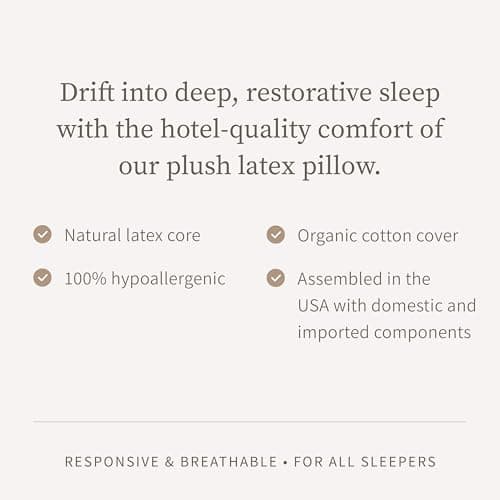 Saatva Latex Pillow - High Loft (6" - 7”) - Hypoallergenic Pillow with Shredded Latex Core - Breathable - Machine Washable Organic Cotton Cover - Queen (28"x18") 1 Pack 5