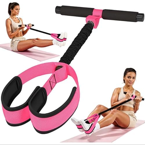 Upgraded Pedal Resistance Bands with Handles, Thickened Latex Tubes and Soft Foam Fabric Foot Pedal for Abdomen, Waist, Arm, Core/ABS, Leg Workout,Sit Up Exercise Equipment for Women (Pink, 55 LBS)