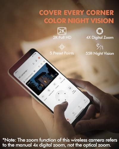 Dzees Security Cameras Wireless Outdoor, 2K Pan/Tilt 360° View Solar/Battery Powered WiFi Cameras for Home Security with AI Motion Detection,Color Night Vision, 2-Way Audio, SD/Cloud Storage - 2 Pack 6