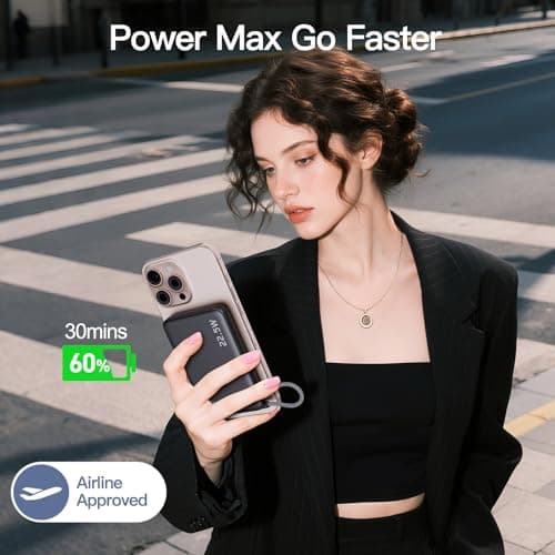 2026 Updated M3 Ultra Slim 0.4'' Wireless Power Bank, 12800mAh Magnetic Portable Charger with Built in Cable and Strap, LED Battery Pack Travel Essentials for iPhone 17/16/15/14/13/12/Pro Max Andriod 6