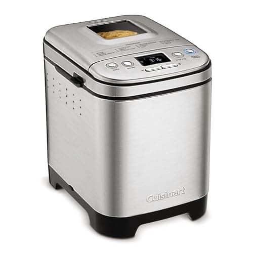 Cuisinart Bread Maker Machine, Stainless Steel Automatic Bread Machine with 12 Menu Options, 3 Loaf Sizes up to 2 Lb., 3 Crust Colors, Removable Nonstick Baking Pan & Kneading Paddle, CBK-110NAS