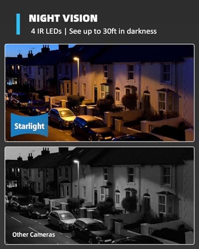 virtavo Cam ET1-2K Home Security Camera, Indoor/Outdoor, Starlight Color Night Vision, Motion Detection, 2-Way Audio, Cloud/SD Storage, IP65, Magnetic, Wired, 2.4GHz WiFi 5