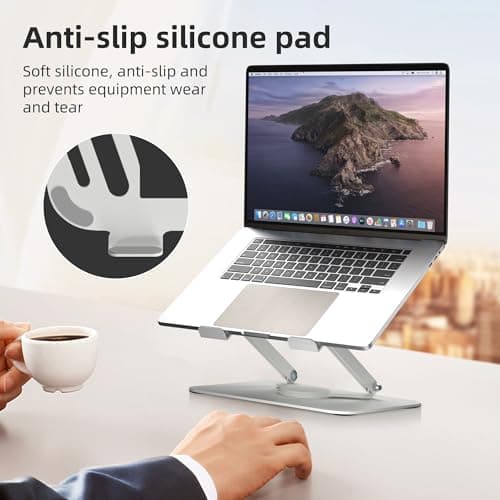 suptek Laptop Stand for Desk, Adjustable Computer Notebook Stand with 360° Rotating Base, Ergonomic Laptop Riser for Collaborative Work, Foldable & Portable Laptop Stand,fits for 11-17" Laptops,White 7
