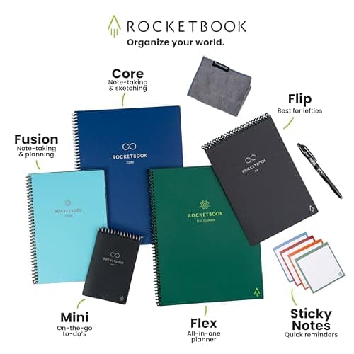Rocketbook Fusion Hybrid Reusable Planner and Notebook in One, Additional Blank Pages, Goal and Project Tracker, Undated Planner, Letter Size 8.5x11, Black (Pack of 1) 10