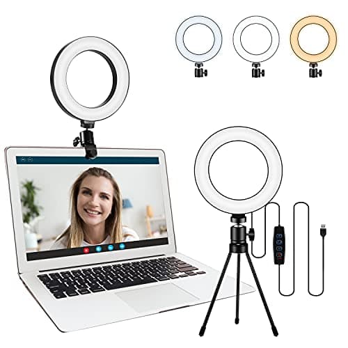 Sancheay Video Conference Lighting Kit, LED Ring Light for Webcam Lighting, 3 Light Modes & 10 Dimmable Brightness Levels, for Virtual Meeting, Remote Working, Broadcasting, Live Streaming, Makeup