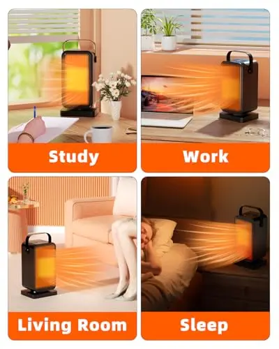 Small Space Heater for Indoor Use, Fast Heating Portable Desk Heater, Dual Power Modes, Timer & Overheat Protection – Personal Space Heater for Bedroom, Office, Home 6