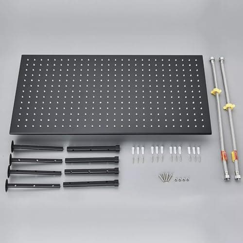 Rain Shower Head 16"x32" Stainless Steel Rainfall Showerhead,Black Square Bathroom Shower Head,Ceiling Mounted 6