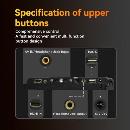 Portkeys HD7H 7'' Camera Monitor 1000nit High Brightness Field Monitor with Top Shortcut Keys Suitable for DSLR Camcorder 7