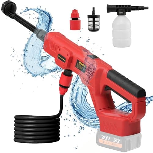 Cordless Pressure Washer for Milwaukee M18 Battery, Portable Cordless Power Washer 1000PSI, Handheld Car Pressure Washer with 6-in-1 Nozzle for Patio Car Floor Fence Deck Indoor(Tool Only)