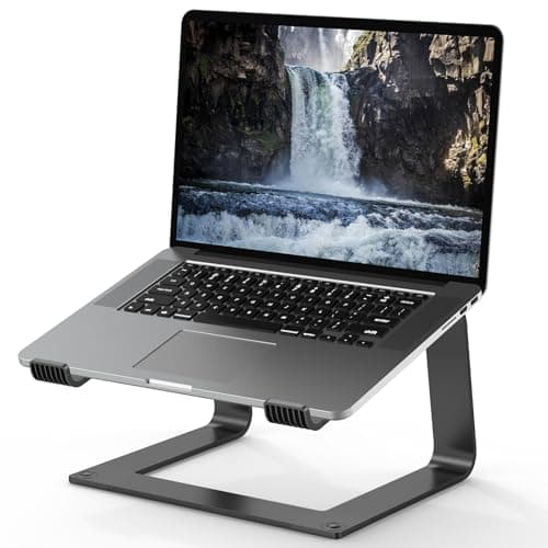 Tonmom Laptop Stand for Desk, Aluminum Laptop Riser Holder, Removable Metal Notebook Stand Ventilated Cooling Computer Riser Compatible with 10-15.6” Laptops