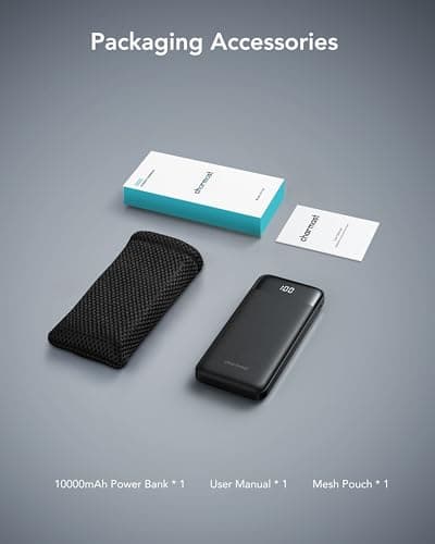 charmast Portable Charger with Built in Cables, Power Bank with Cords Wires, Slim 10000mAh Travel Battery Pack 6 Outputs 3 Inputs 3A Fast Charging for Samsung Google Pixel LG Moto iPhone iPad 8