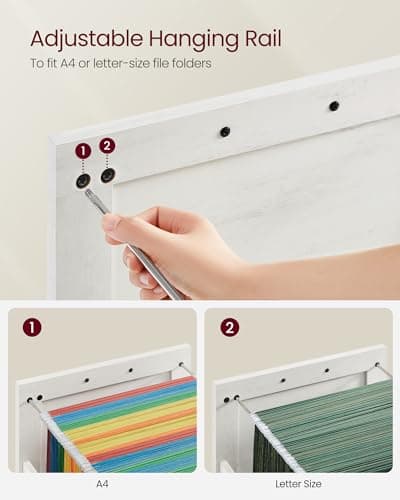 VASAGLE File Cabinet, Filing Cabinet with 2 File Drawers, Printer Stand, Fit A4, Letter Size, Hanging File Folders, Modern Farmhouse Style, for Home Office, Rustic White UOFC048T73 6