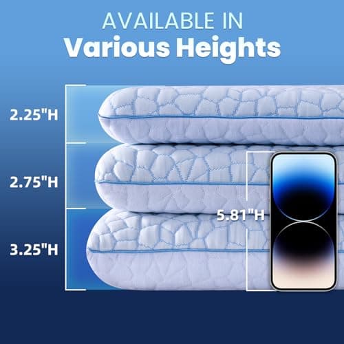 Ultra Thin Flat Pillows for Sleeping,Cooling Slim Memory Foam Pillow 2.75 in Height Ultra Thin Pillow,Low Profile Sleeper Pillows for Stomach Sleeper for Neck and Back Support Stomach Sleeping Pillow 6