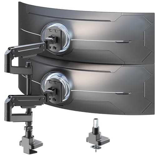 Dual Monitor-Arm Heavy-Duty for 17-49-inch Screens - Premium Vertical Stacked Dual Monitor Arm Desk Mount for Ultrawide Screens up to 44lbs, Fully Adjustability, VESA 75/100 mm, Black