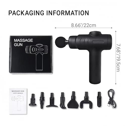 Tylorix Massage Gun Deep Tissue, Percussion Massager for Back and Neck with 5 Speeds, Cordless Muscle Massager for Pain Relief with 8 Heads, Type-C Charging, Travel Size, Best Gifts 7