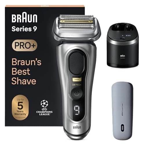 Braun Series 9 PRO+ 9577cc Electric Razor for Men, 5 Pro Shave Elements & Precision Long Hair Trimmer, 6in1 SmartCare Center, PowerCase for Mobile Charging, Wet & Dry, 60min Battery Runtime