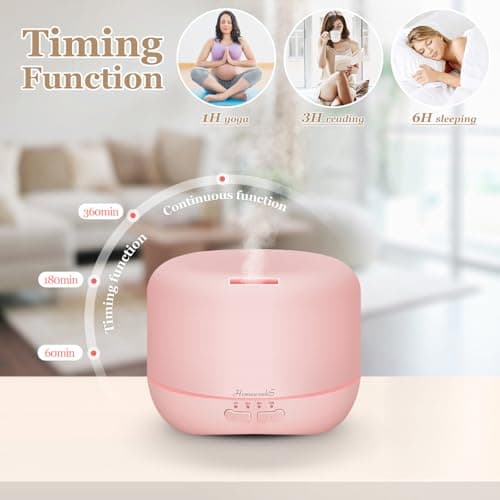 Aromatherapy Essential Oil Diffuser for Room: Air Humidifier Aroma Scent Cool Mist Colorful Lights Cute Small Large Waterless Auto Off Ultrasonic Diffusers for Home Bedroom Pink (300ml) 6