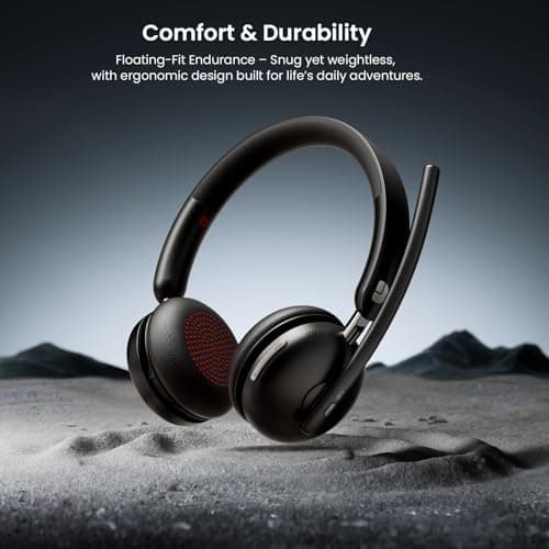 Dytole Wireless Headset with Mic for Work, Bluetooth 5.3 Headset with AI Noise Cancelling Mic, Wireless Headphones with Mic& USB Dongle, 65H Battery, Comfort Fit for PC/iPhone/Android/Call Center 5