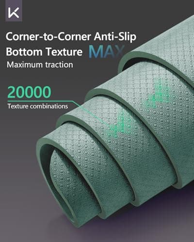 KEEP Professional Yoga Mat Non Slip for Men, 79"x39"x7mm Extra Wide and Long Exercise Mat, Anti-Tear High Density Thick Yoga Mat for Pilates, Fitness, Home and Workout, Green 5