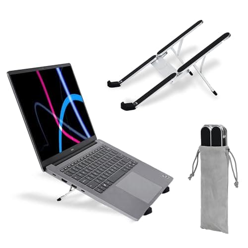 Travel Depot Portable Laptop Stand, Foldable Laptop Stand for Desk and Travel, Ergonomic 6-Level Angle Adjustable Computer Riser, Compact ABS Holder Compatible with All Lap Tops and iPad (10-15.6")